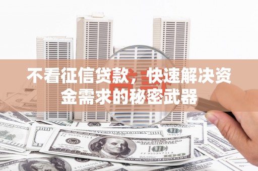 永城不看征信贷款，快速解决资金需求的秘密武器