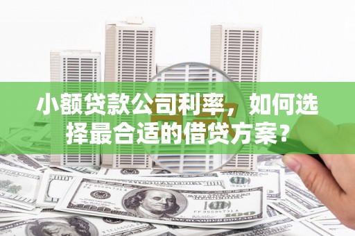 永城小额贷款公司利率，如何选择最合适的借贷方案？